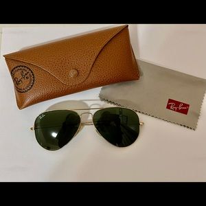 Ray-ban Aviator Sunglasses in Gold and Green Classic G-15